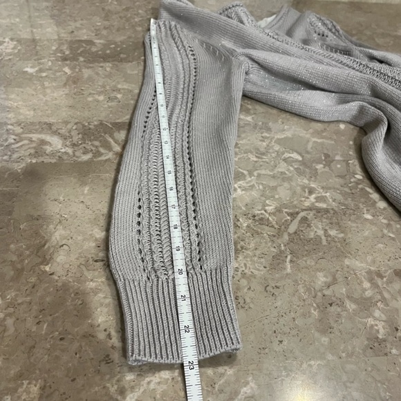 LUCKY BRAND Split Open Back Sweater Sheer Layered Knit Metallic Shimmer Boho S M - Picture 13 of 14